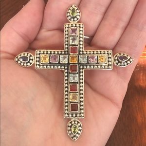 Sterling Silver Cross semi precious stones